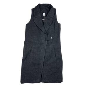 Love Cameron Women SMALL Gray Sleeveless Lapel Neck Vest Overcoat Long Jacket